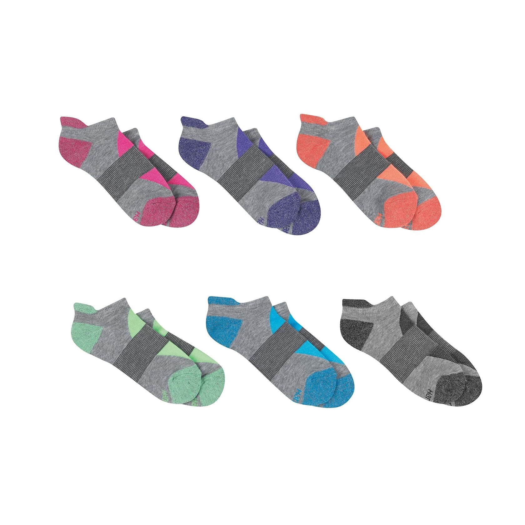 Hanes Performance Women's Cushioned No Show Socks (grey/assorted color) Size 5-9