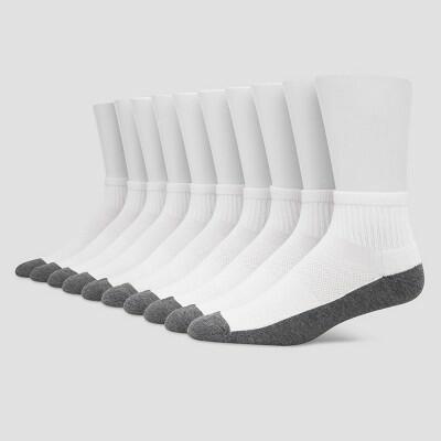 Hanes Premium Men's Cool Comfort Ankle Socks 10pk - White 6-12: Cushioned Sole