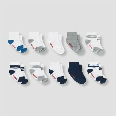 Hanes Toddler Boys' 10pk Ankle Socks - Colors May Vary 12-24M: Lightweight Knit