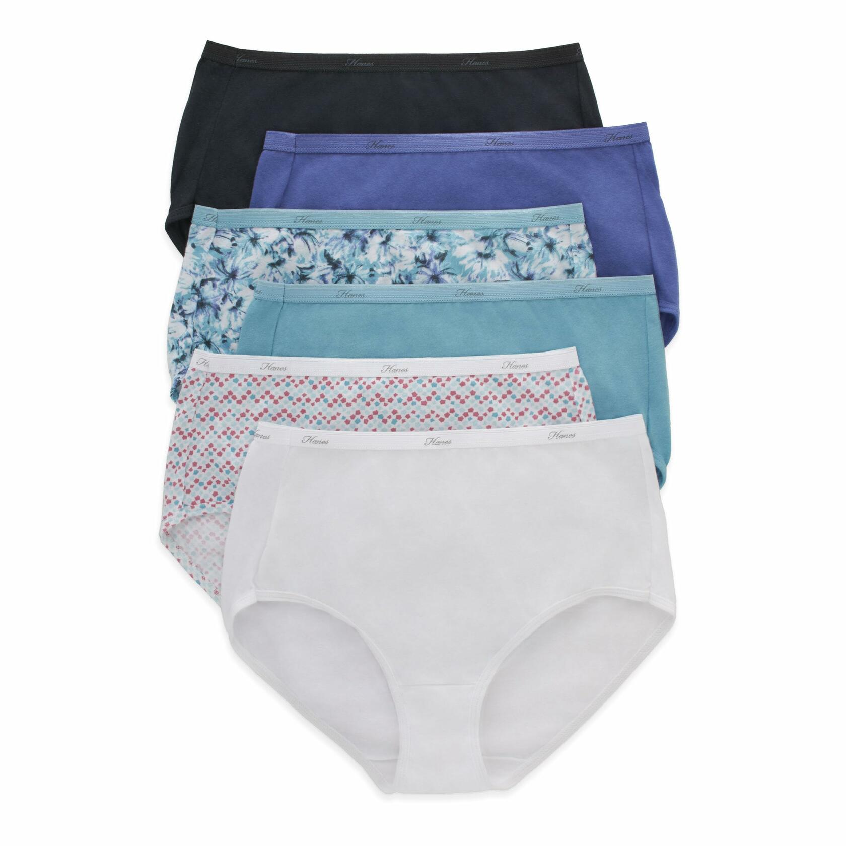 Hanes Women's Cotton Brief Underwear, Moisture-Wicking, 6-Pack Assortment Size 6