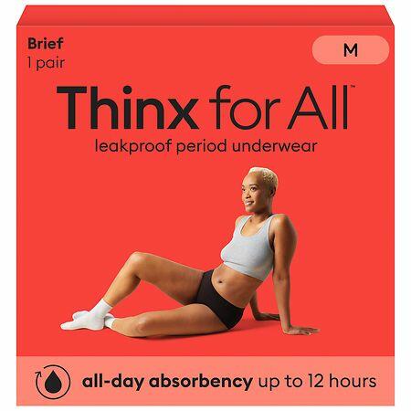 Thinx for All Women's Comfort Brief Leakproof Period Underwear, M, Black