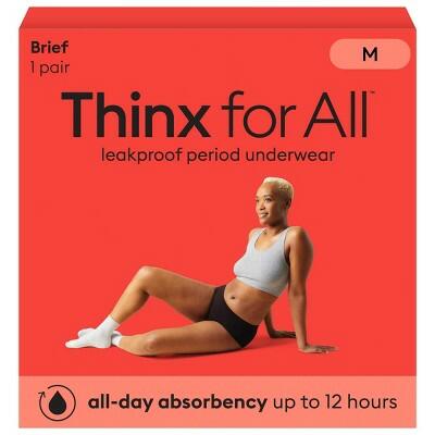 Thinx for All Women's Comfort Brief Leakproof Period Underwear, M, Black