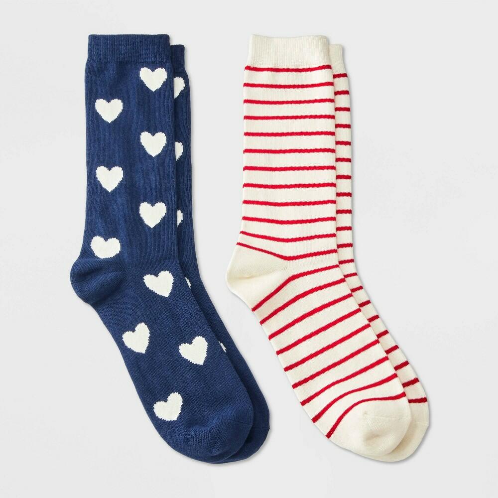Men's Striped Heart Socks 2pk - Goodfellow & Co™ - Blue 6-12