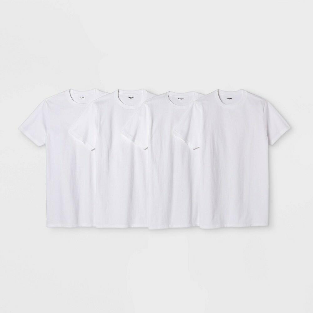 Men's Short Sleeve 4pk Crew Neck T-Shirt Goodfellow & Co White S: Cotton Jersey