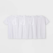 Men's Short Sleeve 4pk Crew Neck T-Shirt Goodfellow & Co White S: Cotton Jersey