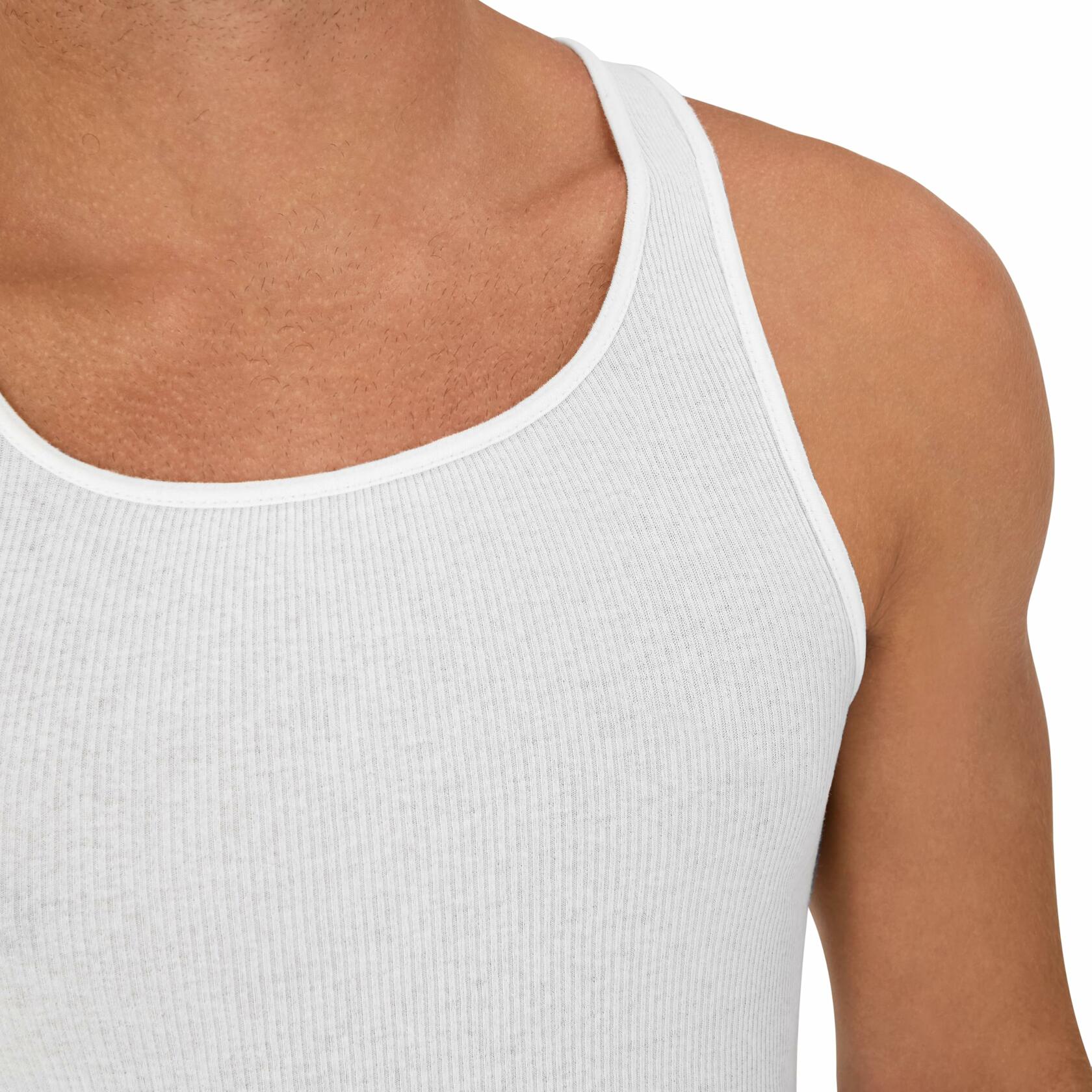 Hanes Men's Tank Tops Undershirt, Wicking, Ribbed Tanks, White or Black/Grey S