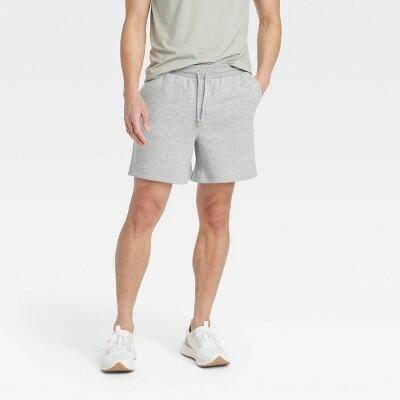 Men's 6" Fleece Jogger Shorts - All In Motion™ Heathered Gray XXL: Mid Rise