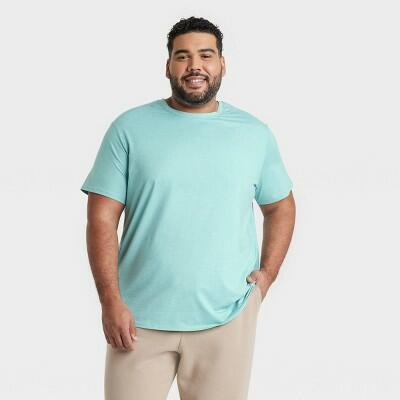 Men's Big Short Sleeve Soft Stretch T-Shirt All In Motion Aqua Green 2XL UPF 50+