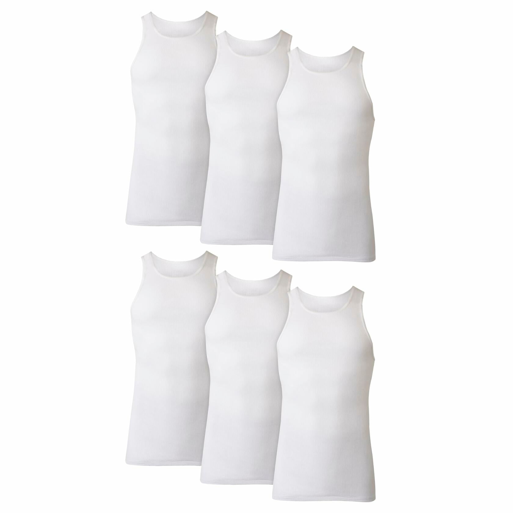 Hanes Men's Tank Tops Undershirt, Wicking, Ribbed Tanks, White or Black/Grey S