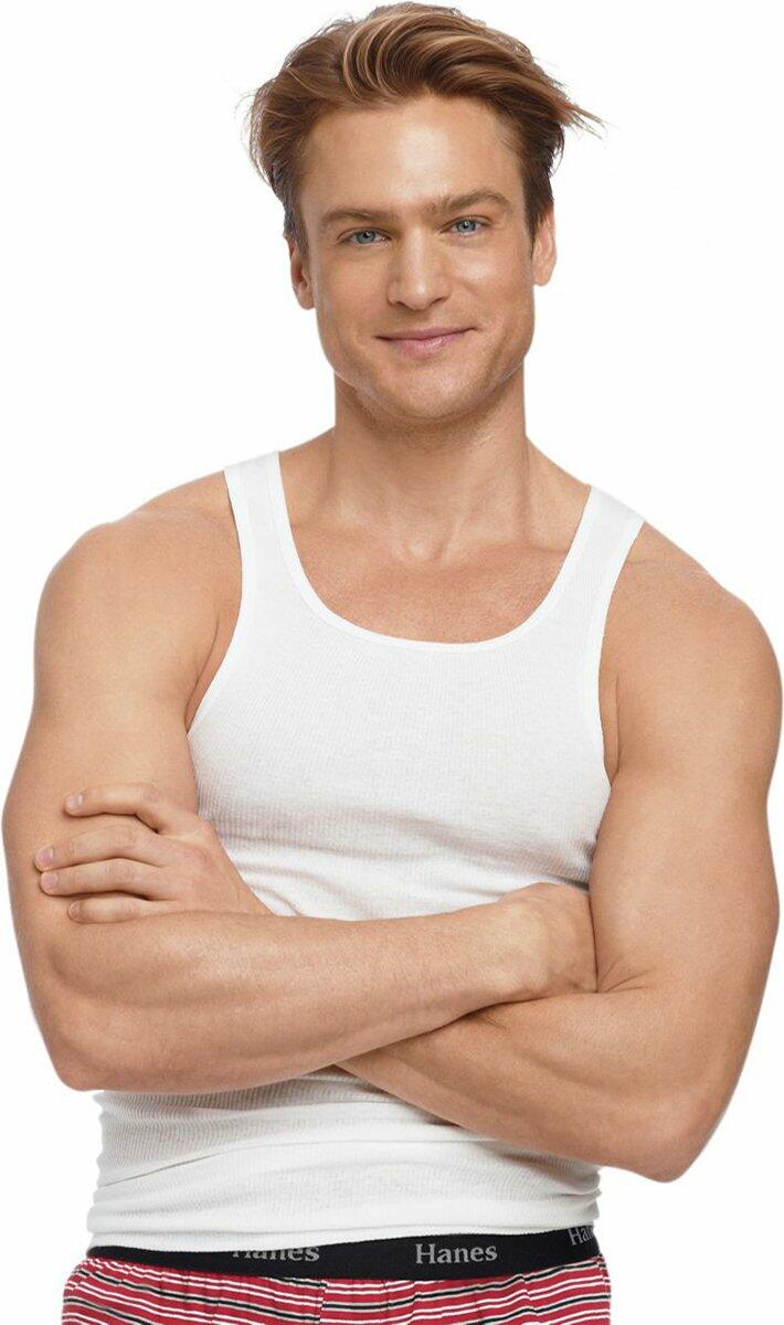 Hanes Big Men's FreshIQ ComfortSoft White Tagless Tank 5-Pack