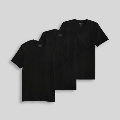 Jockey Generation Men's Stay New Cotton 3pk V-Neck Short Sleeve T-Shirt Black S