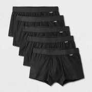 Men's Trunks 5pk - Goodfellow & Co™ Black L: Mid Rise, Jersey, Full Waistband