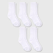 Hanes Premium Girls' Pure Crew Socks White - 5 Pack - Size: Small