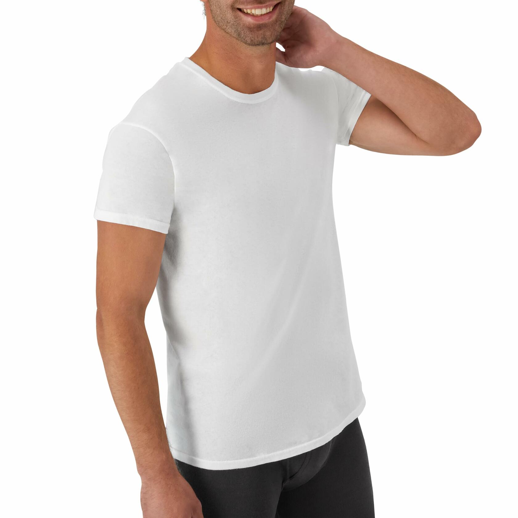 Hanes Men's Super Value Pack White Crew T-Shirt Undershirts, 6 Pack M