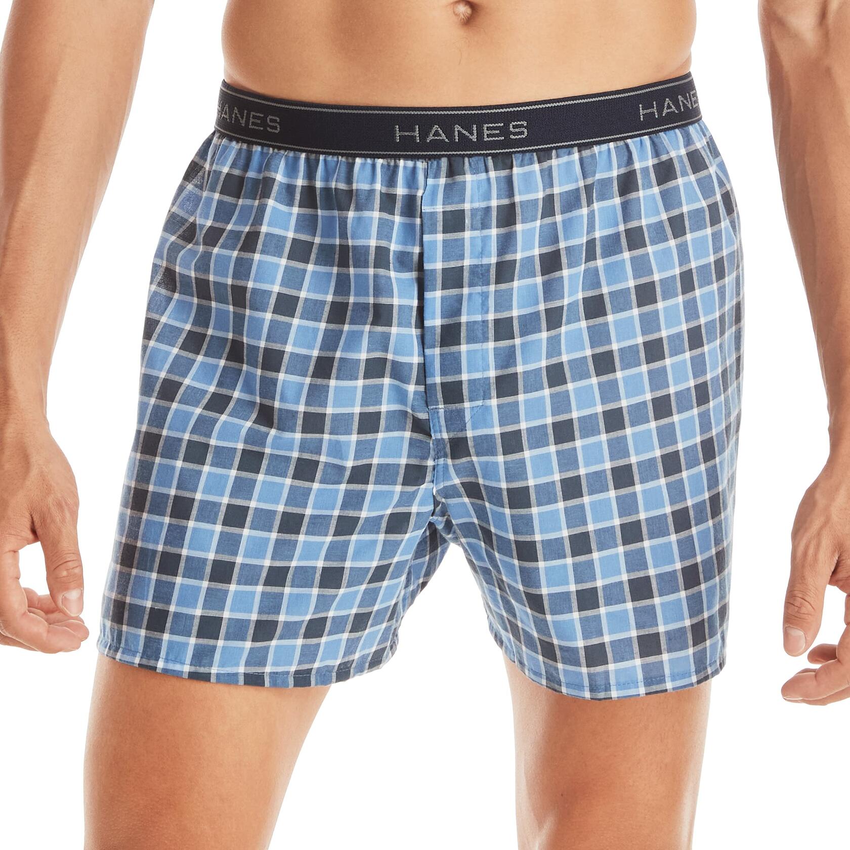 Hanes Tagless Men's Boxer Shorts Plaid 5 Pack Large