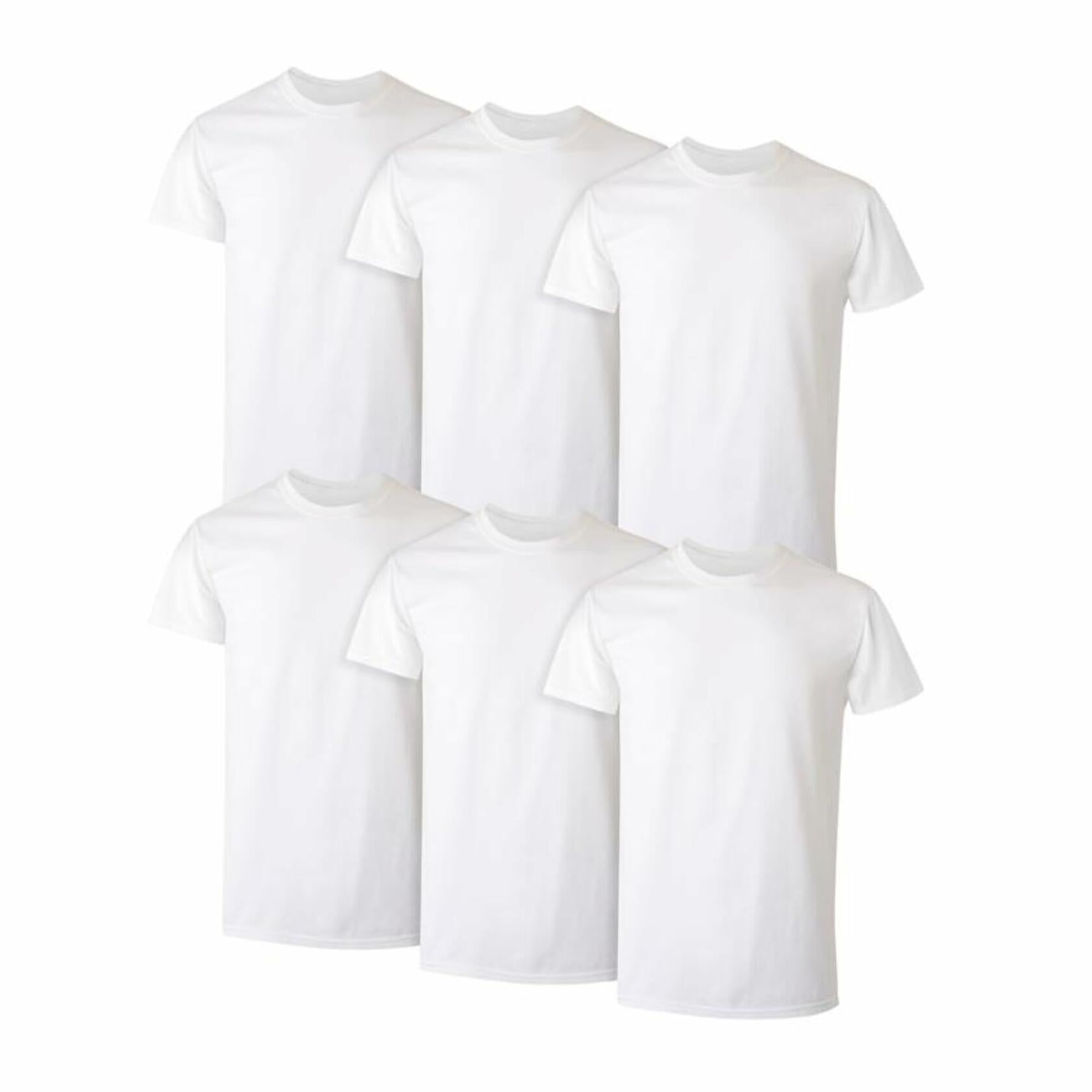 Hanes Men's Super Value Pack White Crew T-Shirt Undershirts, 6 Pack M