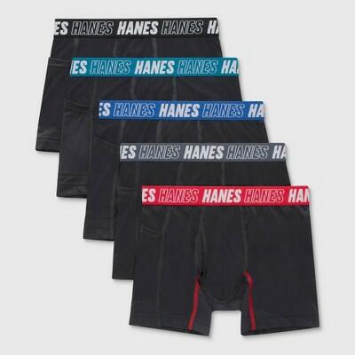 Hanes Boys Boxer Brief Underwear 5-Pack Moves Anti-Chafe Wicking Asst L
