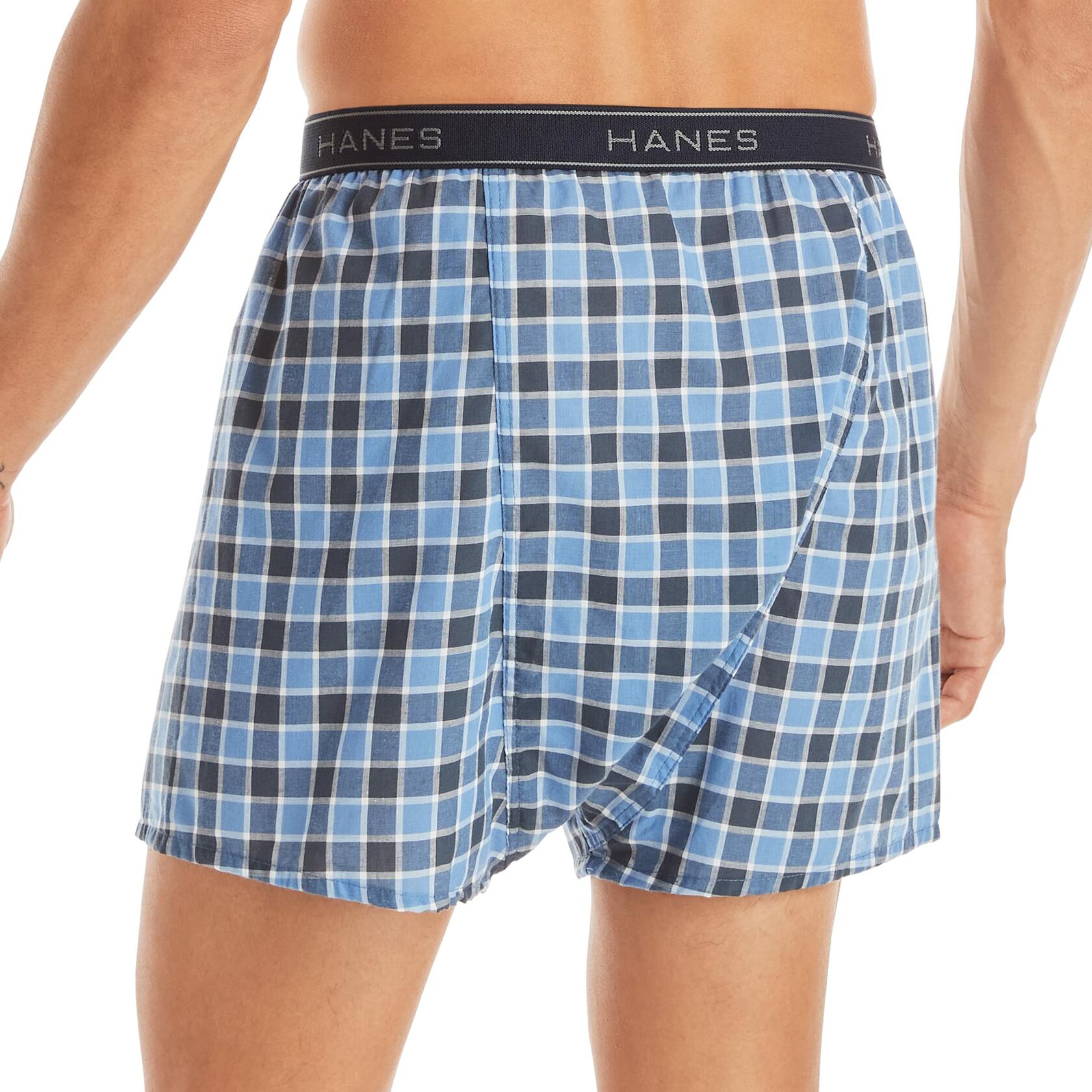 Hanes Tagless Men's Boxer Shorts Plaid 5 Pack Large