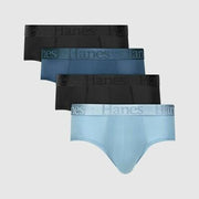 Hanes Originals Premium Men's SuperSoft Briefs 4pk -Teal Blue/Blue/Black XL
