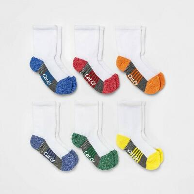 Toddler Boys' 6pk Crew Socks - Cat & Jack™ 2T-3T: Stripe Pattern, Midweight Knit