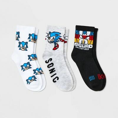 Boys' Sonic the Hedgehog 3pk Crew Socks - Gray S/M