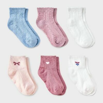 Toddler Girls' 6pk 'Tulip' Low-Cut Socks - Cat & Jack™ 2T-3T: Recycled Polyester