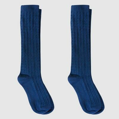 Girls' 2pk Knee High Socks - Cat & Jack™ 2pk Nightfall Blue S