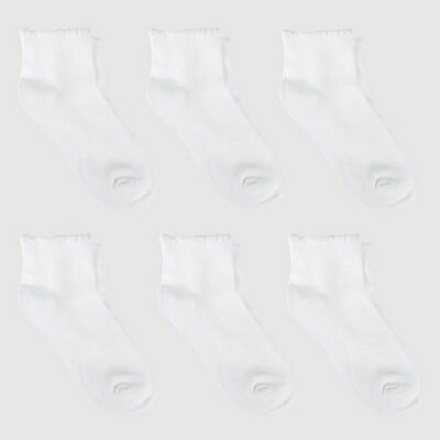Girls' 6pk Casual Ankle Socks - Cat & Jack™ White L