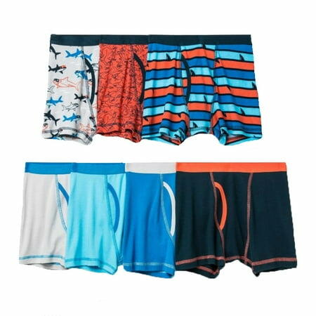 Boys' 7pk Boxer Briefs - Cat & Jack M Sharks Pattern, Mid Rise, Tagless, Pull-On