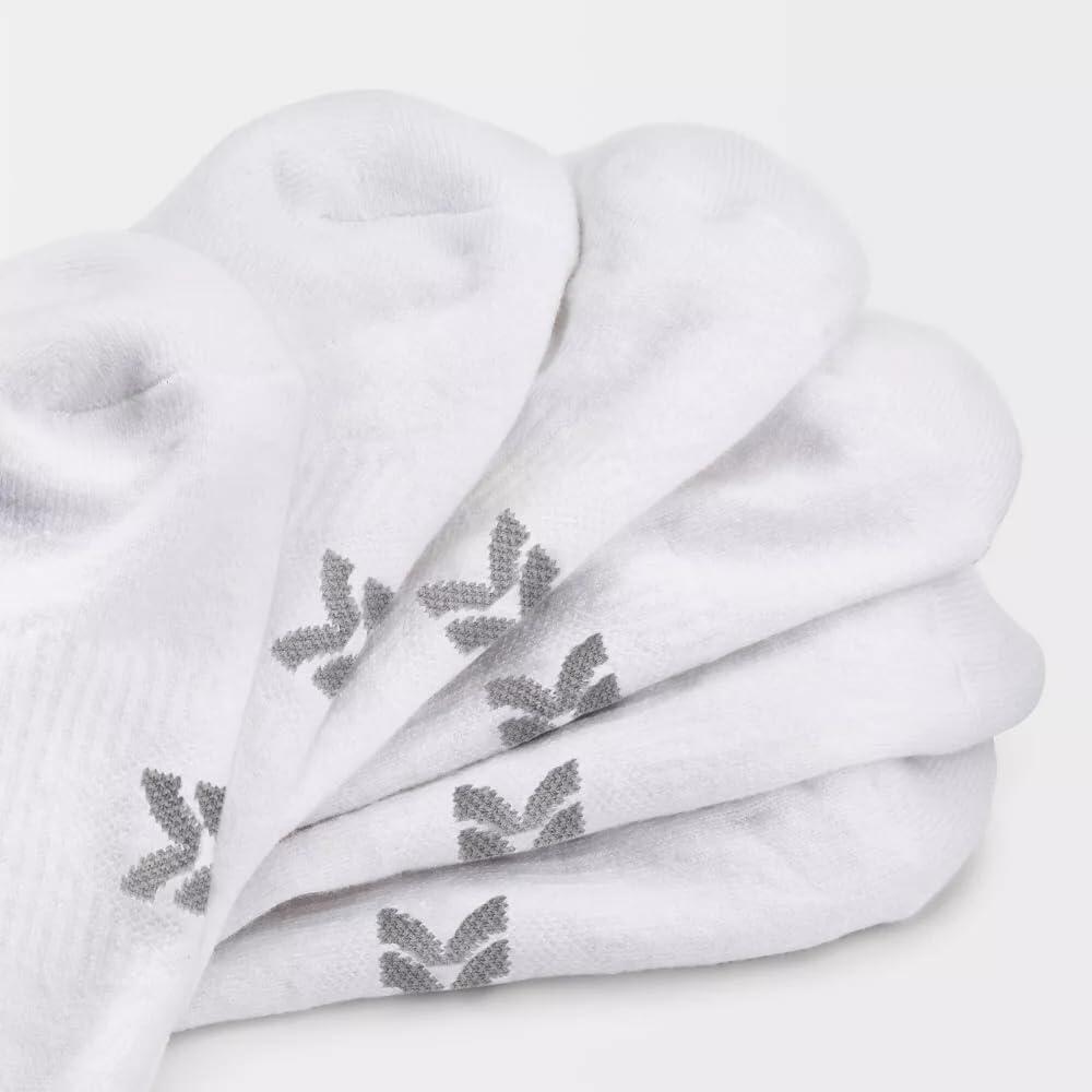 All in Motion Women's Extended Size Cushioned 6pk No Show Socks - (White, 8-12)