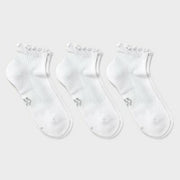 Women's Cushioned Ruffle 3pk Ankle Socks - All In Motion White 4-10 Arch Support