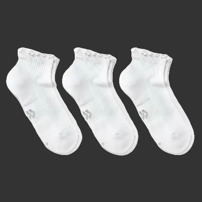 Women's Cushioned Ruffle 3pk Ankle Socks - All In Motion White 4-10 Arch Support