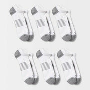 Men's Striped Arch No Show Socks 6pk All In Motion White 6-12: Moisture Wicking