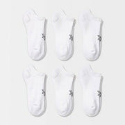 Women's Cushioned 6pk No Show Socks - All In Motion™ White 4-10: Arch Support