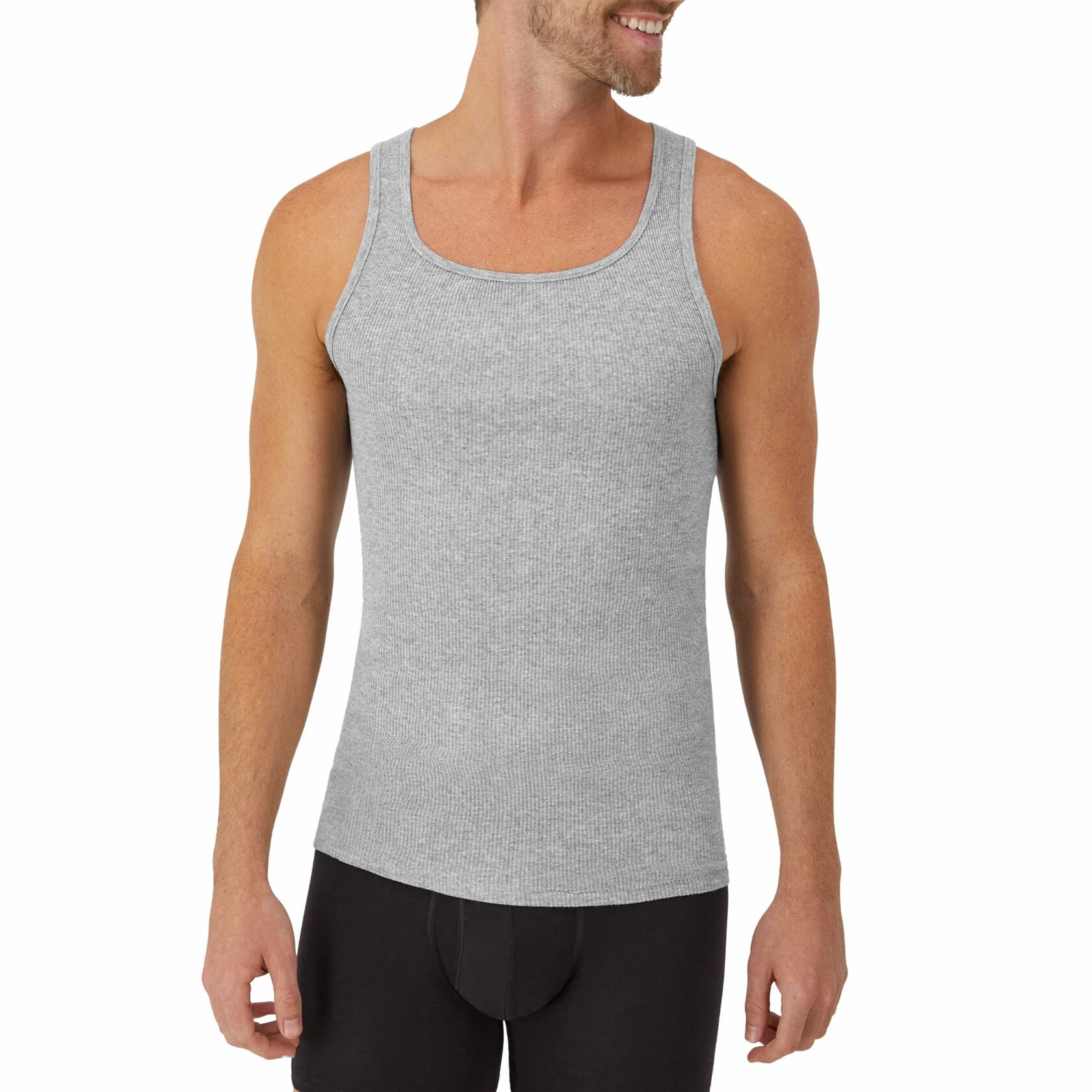 Hanes Men's Tank Tops Undershirt, Wicking, Ribbed Tanks, Assorted Small