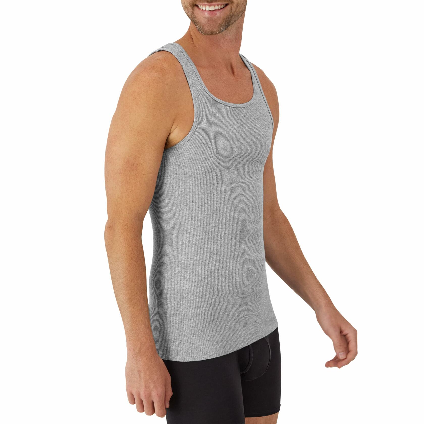 Hanes Men's Tank Tops Undershirt, Wicking, Ribbed Tanks, Assorted Small
