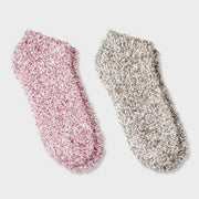Women's Marled 2pk Cozy Low Cut Socks - Auden™ Pink/Gray One Size