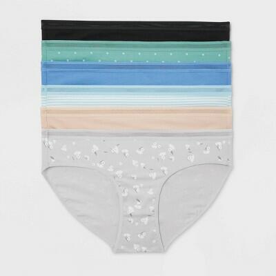 Women's 6pk Cotton Stretch Bikini Underwear - Auden™ Assorted Color M: Mid Rise
