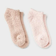 Women's Solid 2pk Cozy Low Cut Socks - Auden™ Pink/Tan 4-10: Recycled Polyester