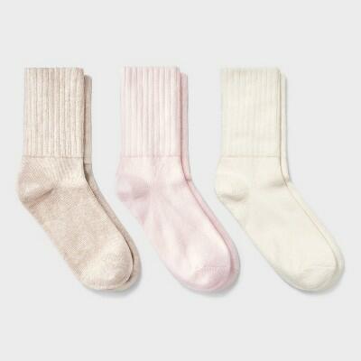 Women's Short 3pk Ankle Socks Universal Thread™ Pink/Ivory/Oatmeal Heather 4-10