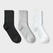 Women's Short 3pk Ankle Socks - Universal Thread™ White/Heather Gray/Black 4-10
