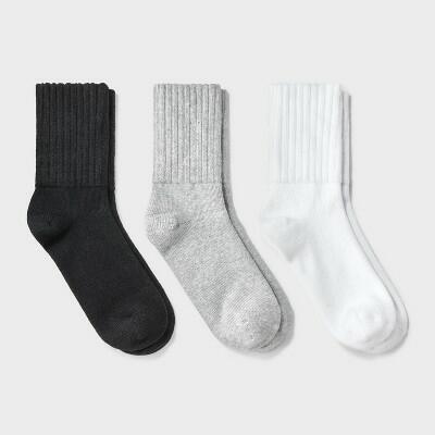 Women's Short 3pk Ankle Socks - Universal Thread™ White/Heather Gray/Black 4-10