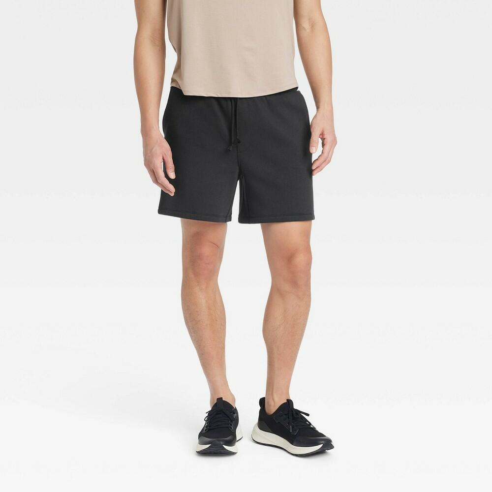 Men's 6" Fleece Jogger Shorts - All In Motion™ Black L: Cotton Blend, Mid Rise