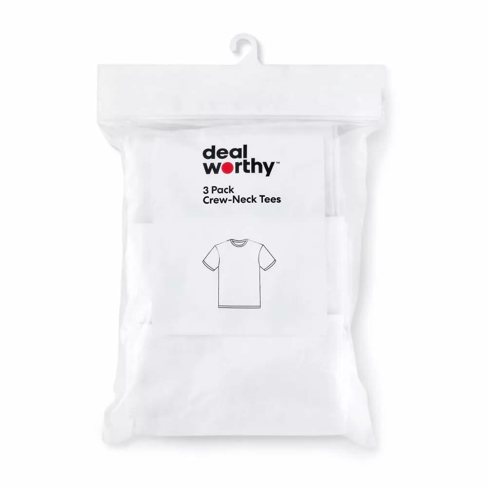 Dealworthy Men's Slim Fit Crewneck T-Shirt 3-Pack - Large White
