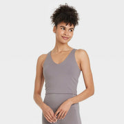 Women's Flex Light Support V Neck Cropped Sports Bra - All In Motion™ Gray XL