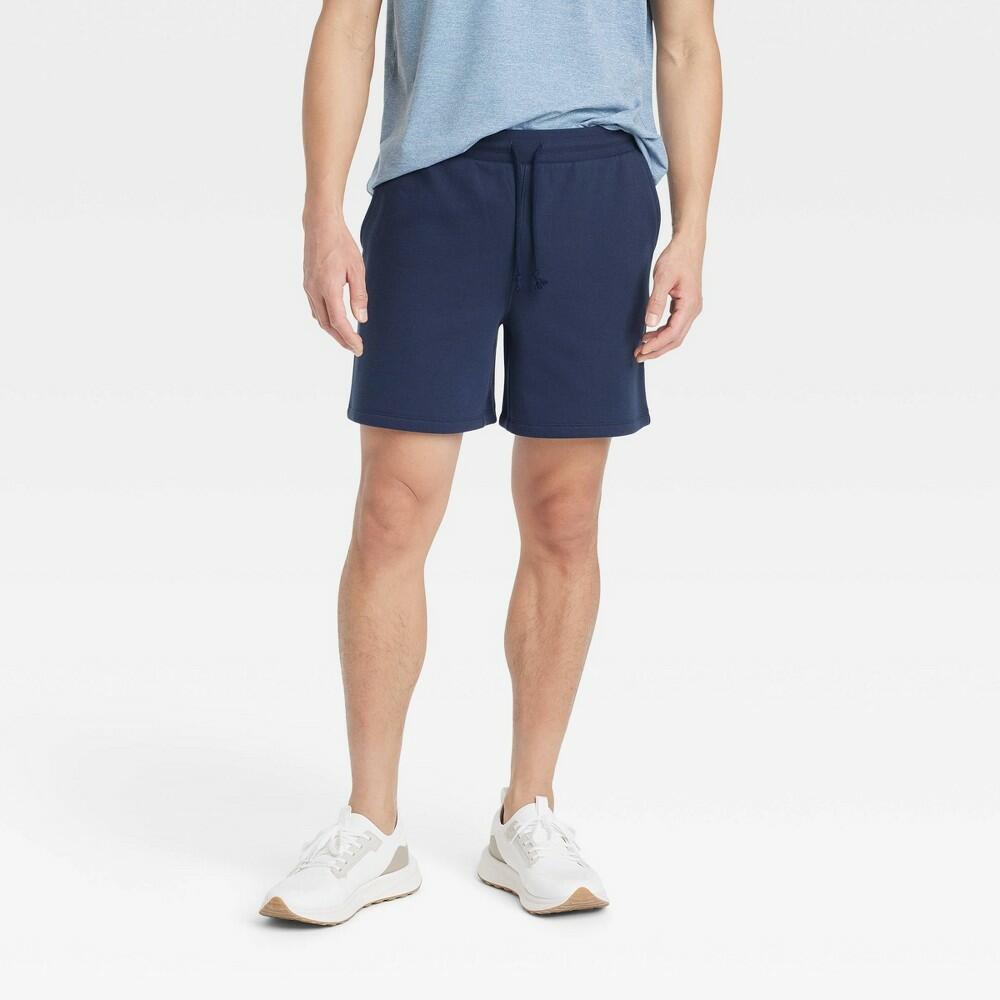 Men's 6" Fleece Jogger Shorts - All In Motion Dark Blue XXL Mid Rise Side Pocket