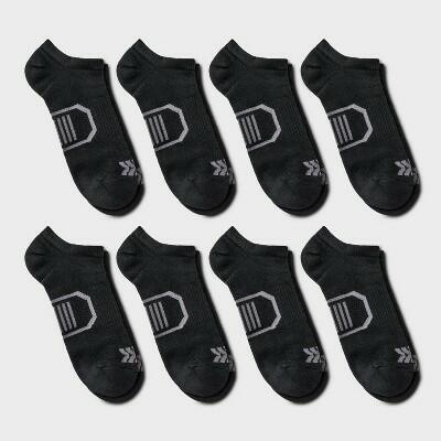 Men's Striped Cushioned No Show Socks 8pk - All In Motion™ Black 6-12