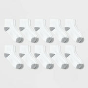 Boys' 10pk Ankle Athletic Socks - Cat & Jack™ White S