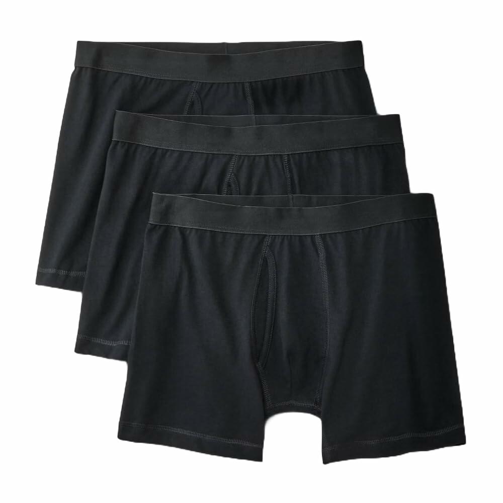 Dealworthy Men's Boxer Briefs 3pk - (US, Alpha, Large, Regular, Regular, Black)