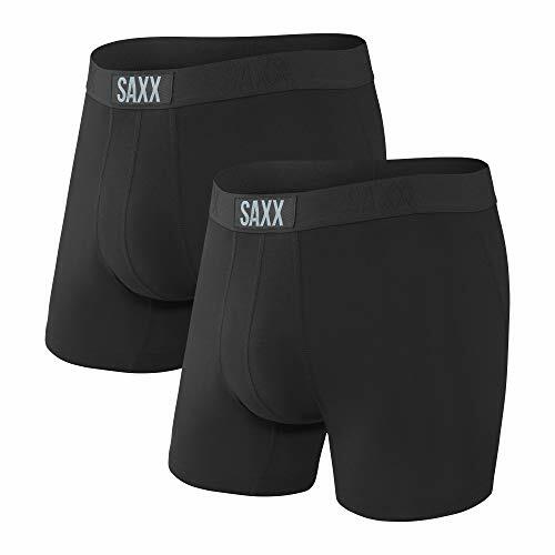 Saxx Men's Underwear – Vibe Soft Boxer Briefs – Pack of 2, Black/Black, X-Large